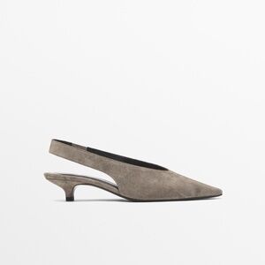 Massimo Dutti Taupe Slingback Heels NWT